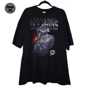 VINTAGE Miami Dolphins Silver Football USED Shirt: DISTRESSED, XL, True-Fan, Y2K